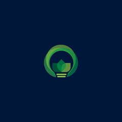 green light bulb leaf symbol logo vector.  Logo of green energy. Stylized eco logo biofuel. Renewable green energy logo - Vector