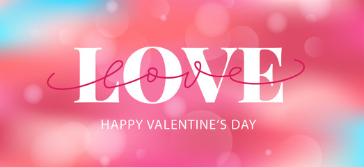 Happy Valentines Day hand drawn text greeting card. Vector illustration.