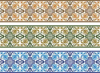 Seamless vintage border set with sample colors
