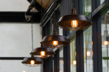 Vintage black metal ceiling lamp interior lighting bulbs decoration contemporary