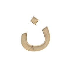 Nun Arabic Wooden alphabet letter different style 3d volumetric wood texture font set isolated on white background 3d illustration