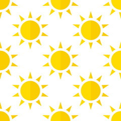 Vector sun icon. Flat style with shadow. seamless pattern, background.