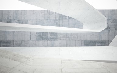 Abstract interior of glass and concrete. Architectural background. 3D illustration and rendering 