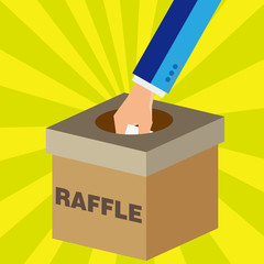 getting winner raffle ticket out from the box