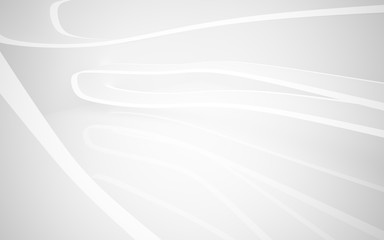 Abstract smooth white interior of the future. Night view from the backlight. Architectural background. 3D illustration and rendering 