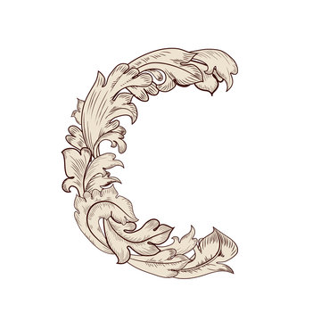 Fancy foliage uppercase letter C