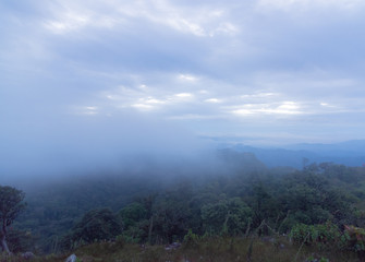 cloud, mist and mountain at Doi Mon Jong, Chiang Mai, Thailand