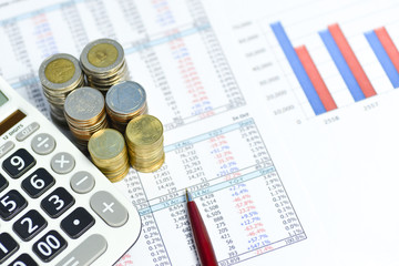 accounting concept,Money calculator and pen