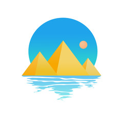 Egyptian pyramids. Flat design. Pyramids of Giza against the blue sky. vector illustration.