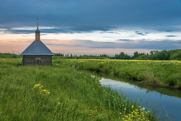 The holy spring of St. Sergius of Radonezh on a quiet summer evening, Russia.