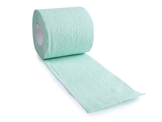Toilet roll of paper on white background