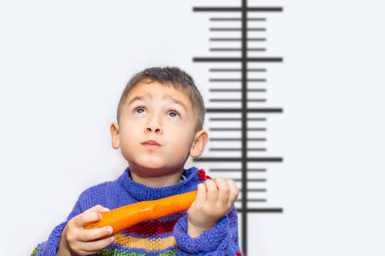 dreams of a boy with a carrot on height chart background