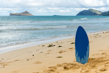 Skim board on Waimanalo Beach on Oahu, Hawaii
