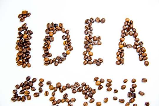 coffee beans composition on a white background