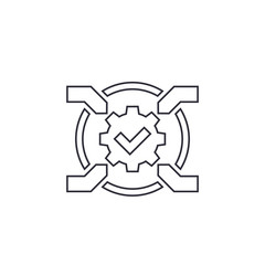 Integration system vector icon with checkmark, linear
