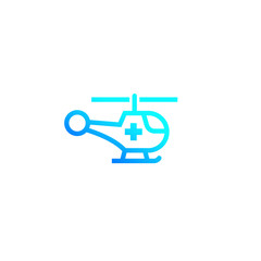 Air ambulance icon, medical helicopter vector