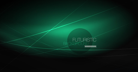 Digital technology abstract background - neon geometric design. Abstract glowing lines. Colorful techno background. Futuristic shape.