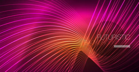 Fototapeta na wymiar Digital technology abstract background - neon geometric design. Abstract glowing lines. Colorful techno background. Futuristic shape.