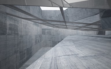 Abstract interior of concrete . Architectural background. 3D illustration and rendering 