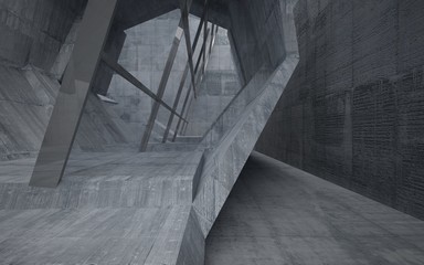 Abstract interior of concrete . Architectural background. 3D illustration and rendering 