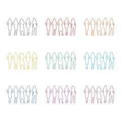 Group of People Vector Silhouette icon or logo, color set