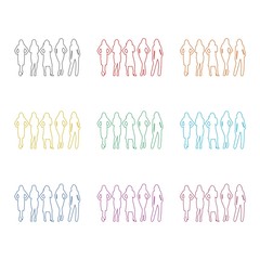 Group of People Vector Silhouette icon or logo, color set