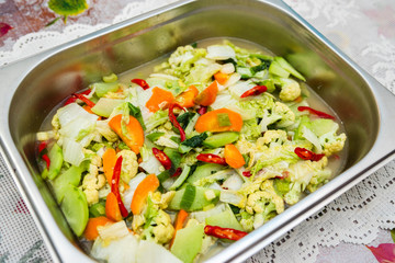 Indonesian home made food Sayur Capcay or stir fried mixed veggies