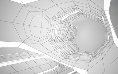 Fototapeta premium Abstract white interior highlights future. Polygon drawing . Architectural background. 3D illustration and rendering