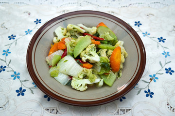 Indonesian mixed vegetables or cap cay served on plate