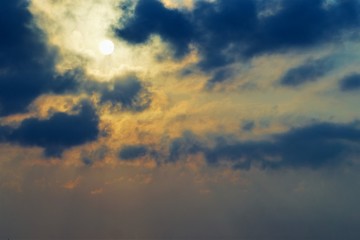 Stormy sky at dawn over the sea in Spain.