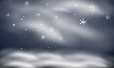 Snow and wind on a transparent background. White gradient decorative element, vector illustration.Winter and snow with fog.