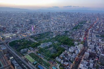 Fototapeta na wymiar City sky view in night in Osaka