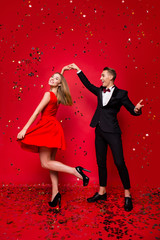 Vertical full length body size view of two attractive gorgeous s