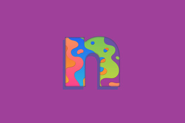 Abstract 3D Rendering Letter Lower N