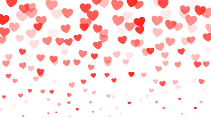 Hearts falling on white background. Red Hearts confetti isolated on white. Valentines day decor. Vector illustration