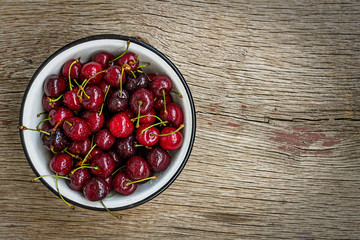 Ripe  cherry, sweet cherry,  fruit, sweet, organic, healthy, wooden background