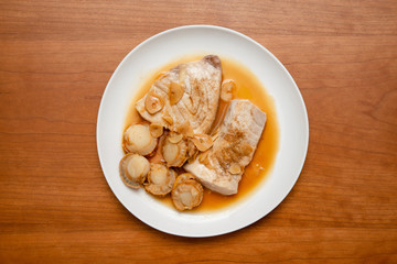 カジキマグロとホタテのバター焼き