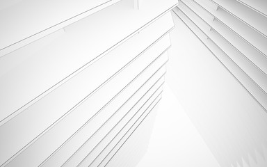 Obraz premium Abstract white interior highlights future. Polygon drawing . Architectural background. 3D illustration and rendering