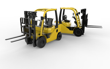 3D render - industrial forklift team