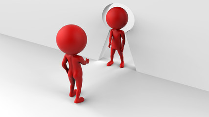 3D render - small person meeting concept