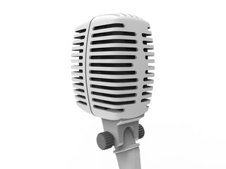 Fototapeta na wymiar 3D render - white detailed retro microphone