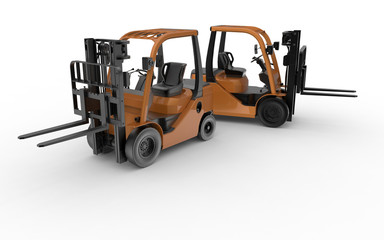 3D render - orange fork lifters team