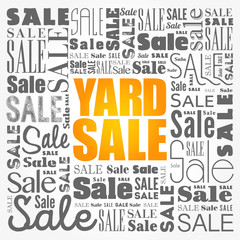 YARD SALE word cloud collage, business concept background
