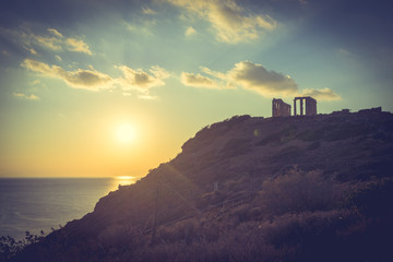 Fototapeta na wymiar Greek temple of Poseidon, Cape Sounio