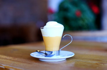 Italian cream hot drinks - Bombardino. Europe, Italy.