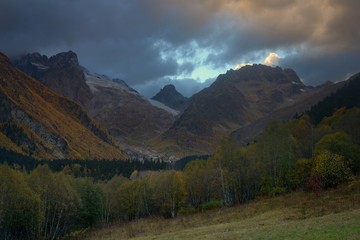 Evening in mountains