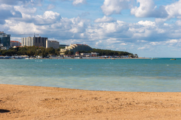 Autumn beach on the black sea