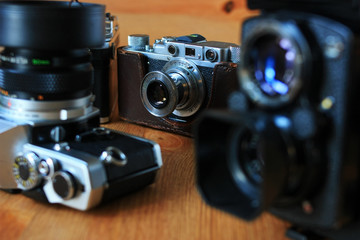 Fototapeta na wymiar Vintage film cameras