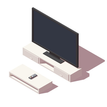 Isometric Led TV for veb. Low poly isometric 3d vector illustration.