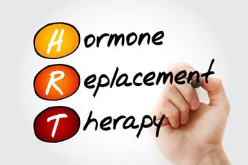 HRT - Hormone Replacement Therapy, acronym health concept background.